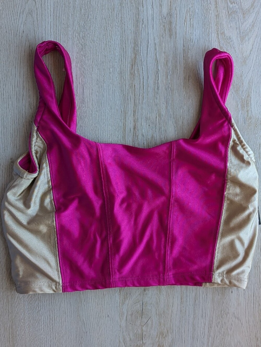 Tiger Friday Magenta & Metallic Gold Dance Crop Top Size Adult XS